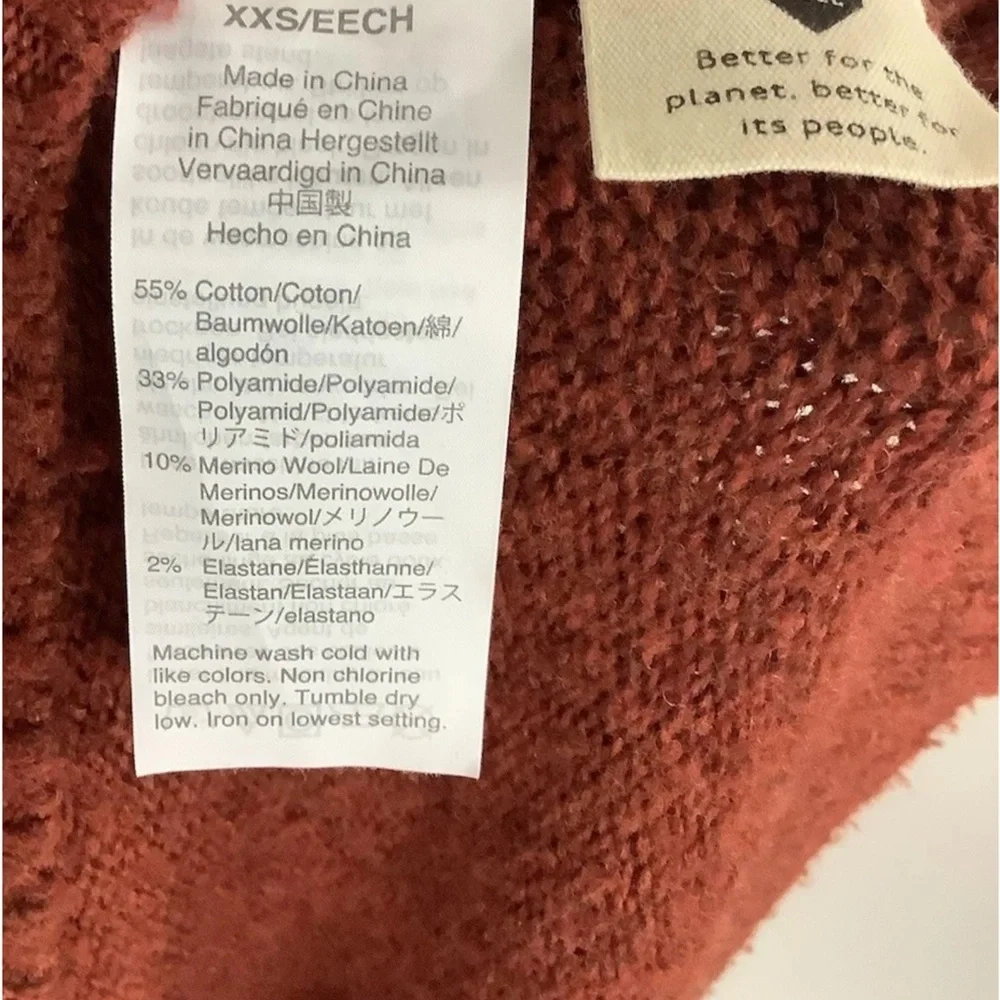 Madewell Sz XXS Bobble Button Front Cardigan Burnt Orange Cotton Merino Wool - Picture 6 of 6